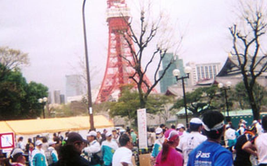 Passing Tokyo Tower around the 18-kilometer mark was cool, but also meant there was a long way to go!