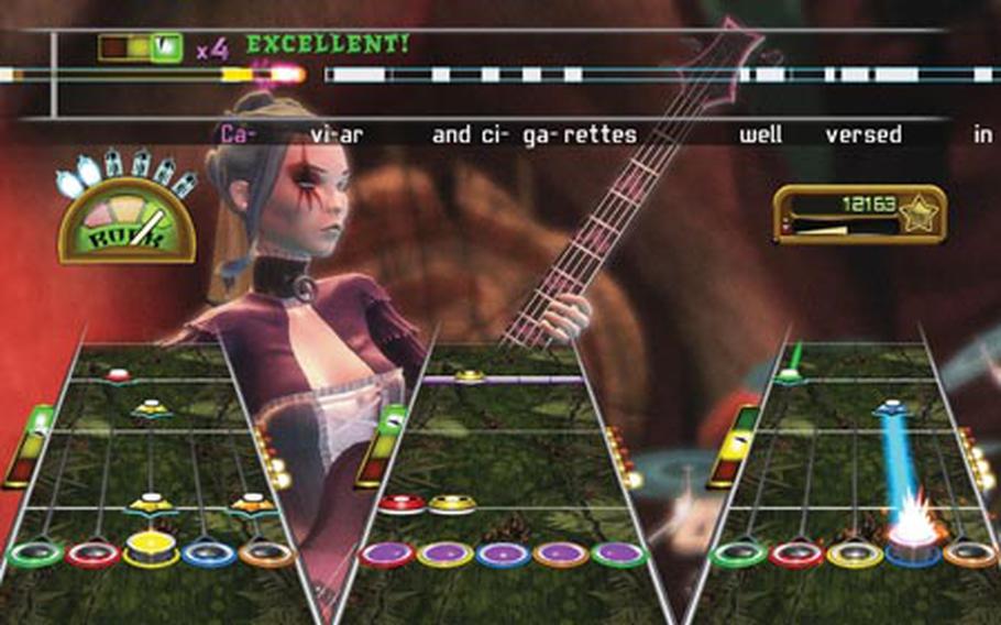 A bass player belts out “Killer Queen” by Queen in “Guitar Hero: Smash Hits.”
