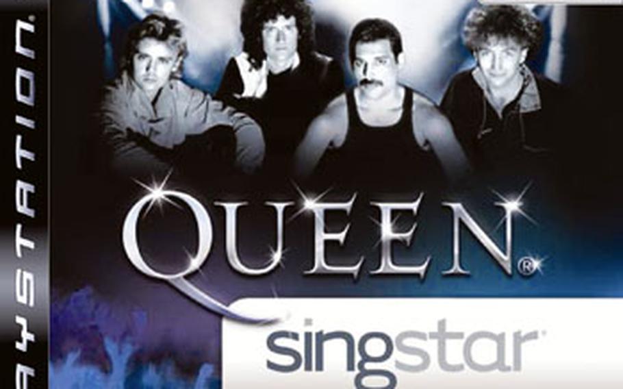 Freddy Mercury belts out "We Will Rock You" in a video on "SingStar: Queen."