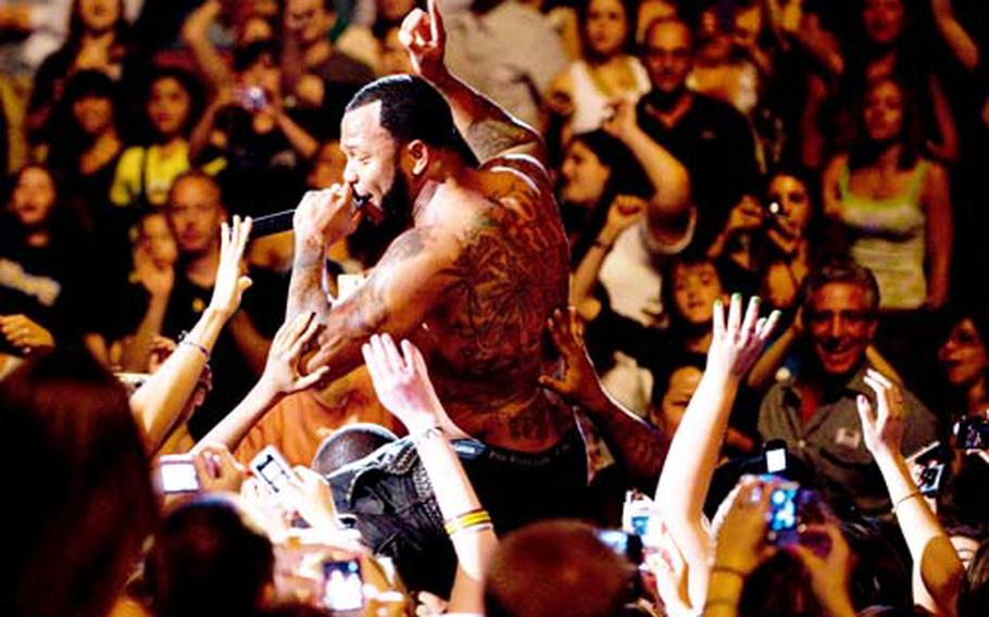 Flo Rida, shown in New Jersey in May, performed for troops in Yokosuka on Monday.