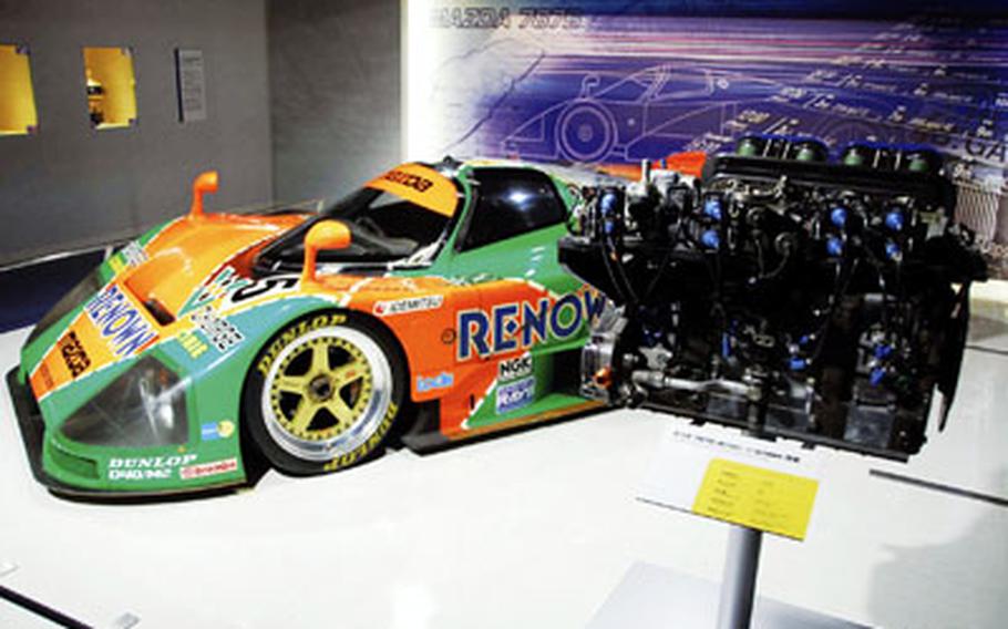 The Mazda 787B, which won the Le Mans 24-hour Endurance Race in 1991, is displayed along with its engine. Visitors can tour the main factory — located in Hiroshima — of Mazda Motors weekdays by appointment. Tours are in English and Japanese.