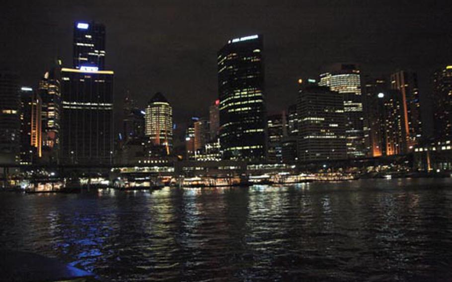 Riding on the ferry at night offers a terrific view of Sydney Harbour out along the oceanfront.