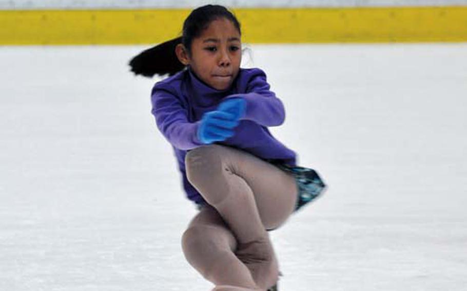 AAliyah Scott practices her figure skating in late February at the Misawa Ice Arena, near Misawa Air Base, Japan.