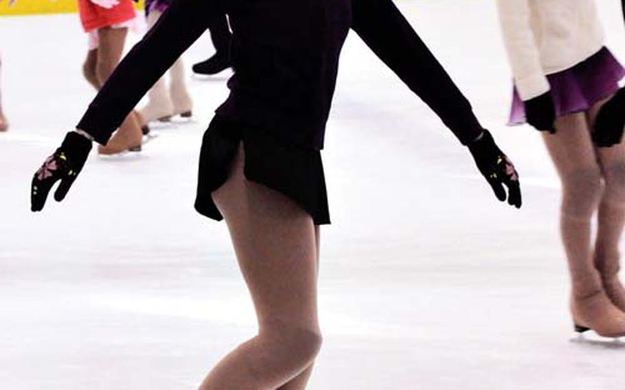 Katie Scott practices her figure skating in late February at the Misawa Ice Arena, near Misawa Air Base, Japan.