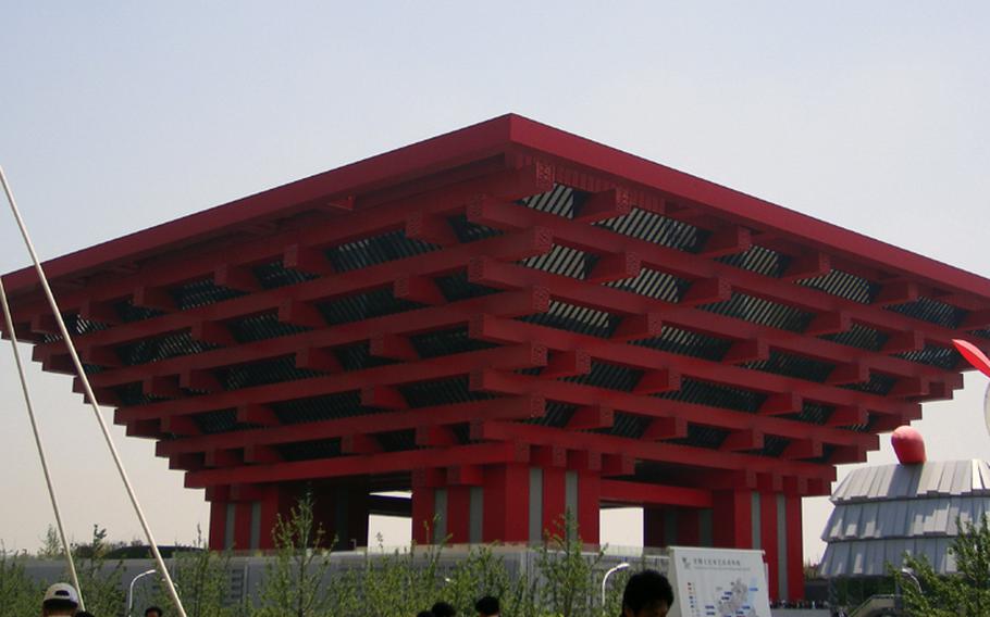 China's inverted pyramid pavilion dominates the Asia zone at the Shanghai Expo.
