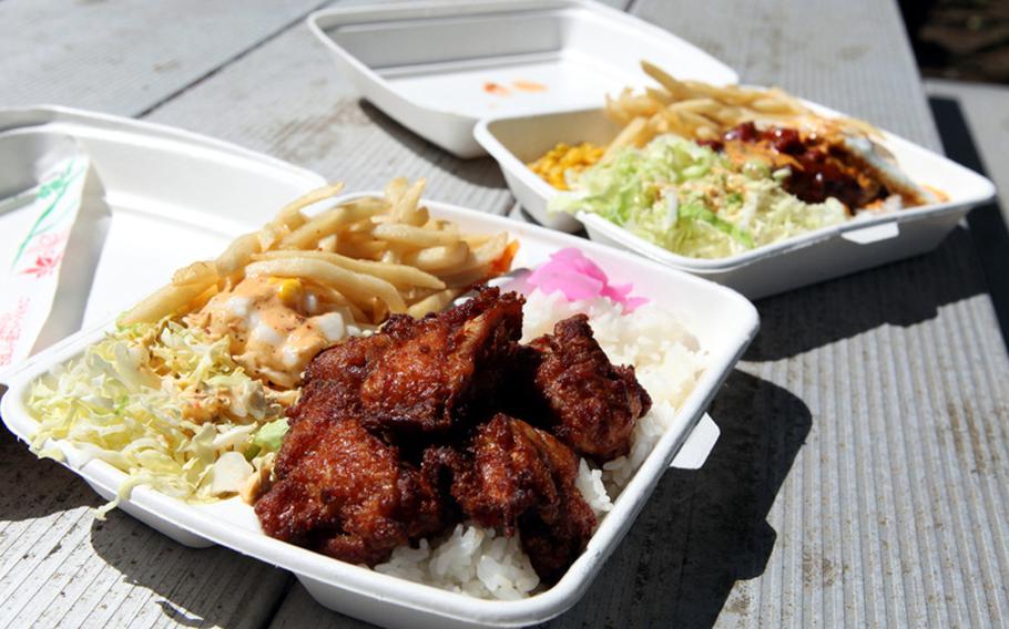 The mochiko chicken and loco moco from Hoi Hoi Chicken are served 'plate lunch' style, or from a box. Make sure to come hungry; the portions are not only heaping but delicious.