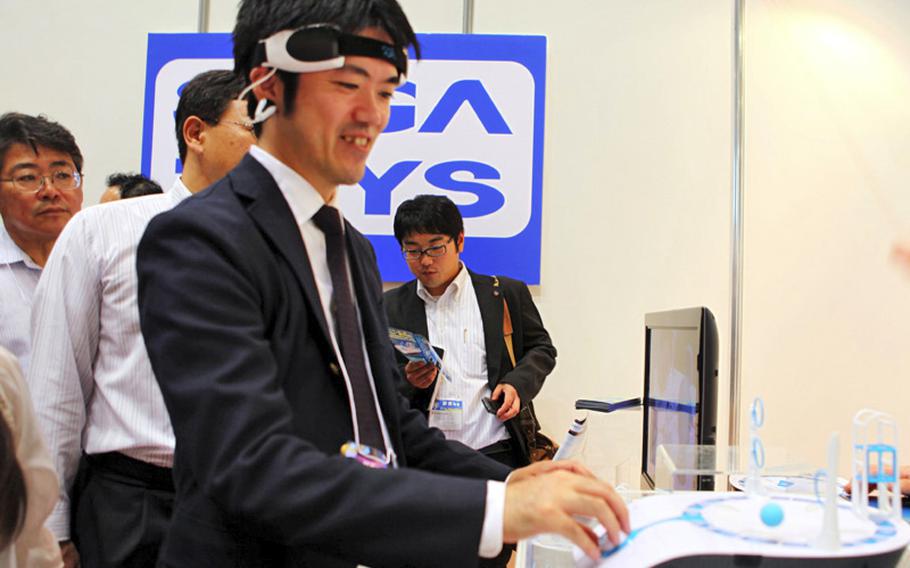 The Mindflex, as seen at the Tokyo Toy Show, is a device that allows you to move a ball with the power of your mind.