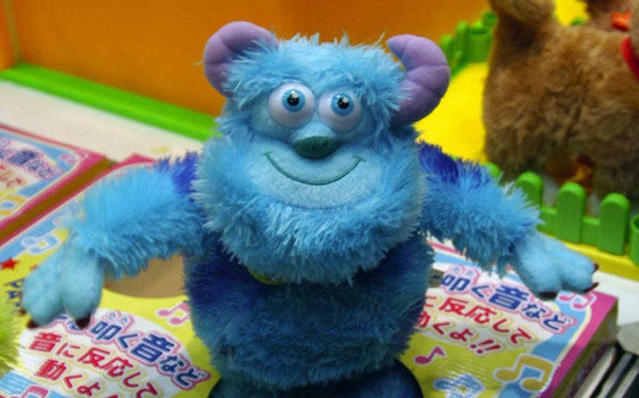 The Dancing Series Sulley doll, based on a character from the movie Monsters, Inc., wiggles its hips and dances to music or any kind of sound. The doll also plays three different songs of its own that it dances to.