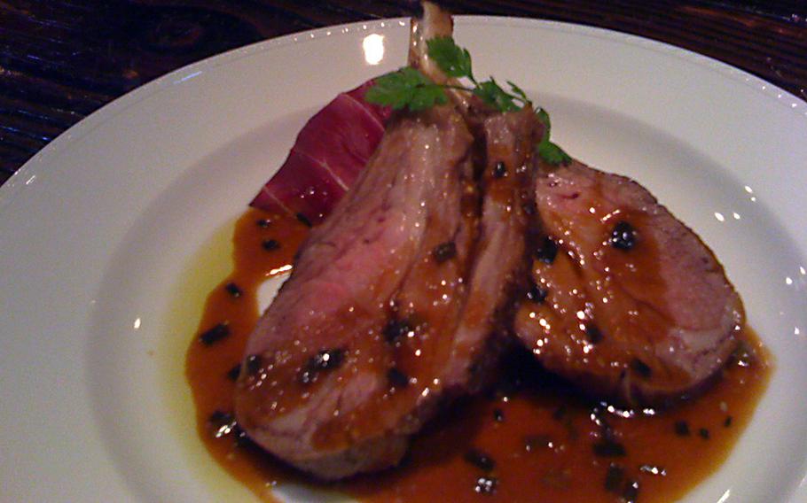 Grilled lamb with an oriental honey sauce is a winner from the small selection of meat dishes at Mingo, near Hardy Barracks in Tokyo.