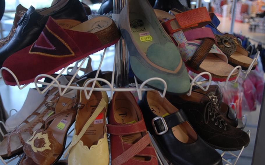 A wide variety of shoes are for sale in the shoe stores and outlets in Hauenstein, part of Germany's shoe road.