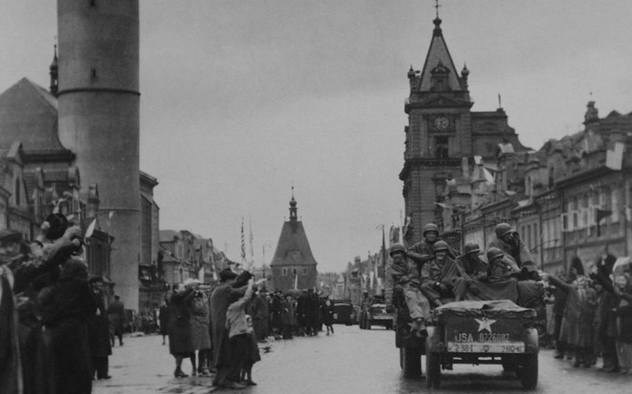 U.S. troops are welcomed to the Sudetenland, an area of what is now western Czech Republic, at the end of World War II. Not only did the Americans liberate the area, they also helped save horses that had been collected by the Nazis and appeared destined to be eaten by hungry Red Army troops. The photos are from Bohuslav Balcar, a local historian who writes about the end of the war in the Czech borderlands.