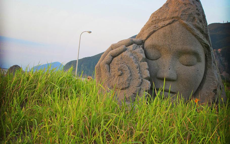 Interesting stone sculptures are one of the many things that give the island of Niijima its own unique setting.