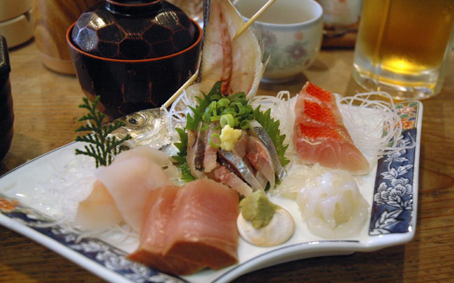 Assorted sashimi, or raw fish, is fresh and tasty on the Izu Peninsula.