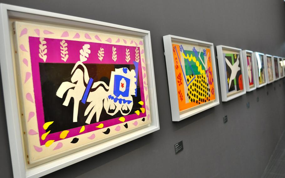 A series of Henri Matisse’s famous “cutouts,” which he made by cutting  various colored paper into shapes and combining them into the final image. Matisse created these pieces late in his life when sickness and old age prevented him from picking up paint brushes for long periods of time.