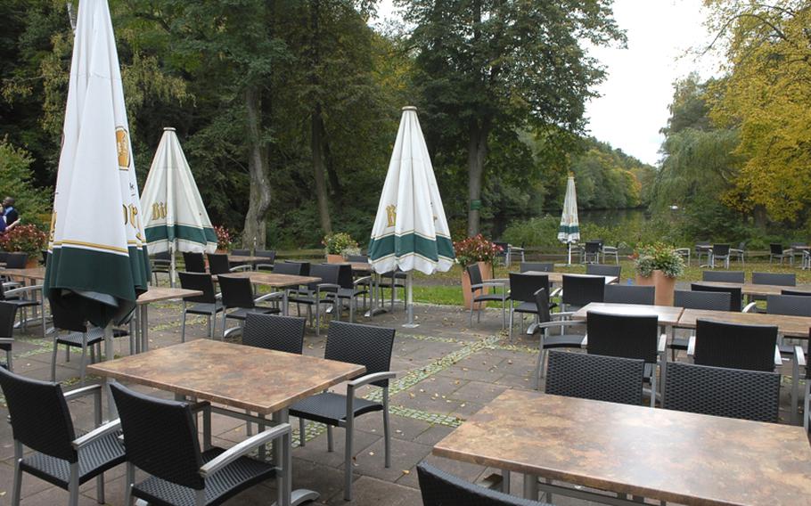 The terrace at the Blechhammer Hotel and Restaurant overlooks a natural setting, giving it that country-inn-by-the-lake feel.