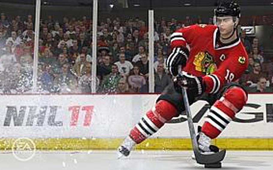 Chicago Blackhawks' Jonathan Toews is shown in "NHL 11."