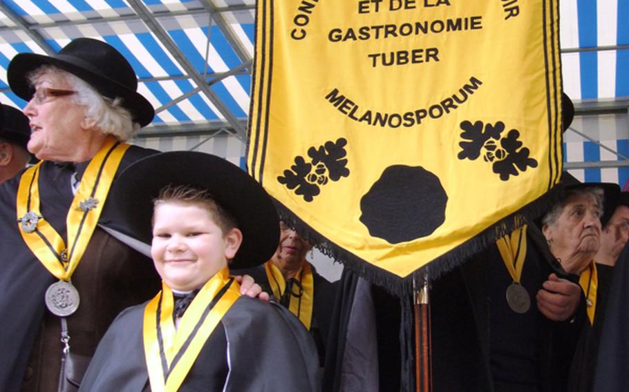 Even the young can join a truffle Confrerie and participate in the ceremonies. This group was at the opening ceremony of the truffle market in Richerenches.