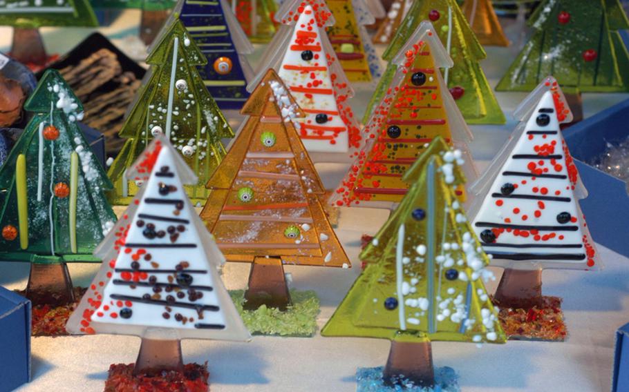 If you're looking for Christmas decorations, ornaments, handcrafted gifts or regional food and drink, Christmas markets in Trentino Alto-Adige -- an Italian region north of Vicenza -- offer a variety of choices. These miniature Christmas trees were on sale in Merano, Italy, in 2009.