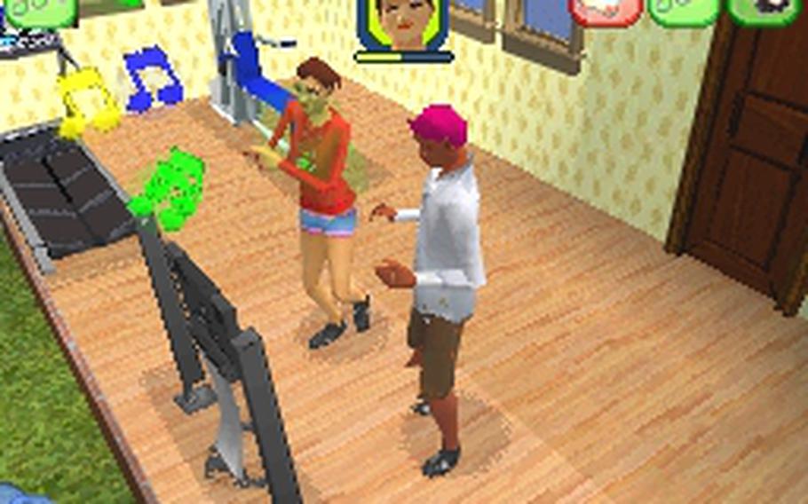 Listening to music and interacting with friends is part of 'The Sims 3' on the Nintendo DS.