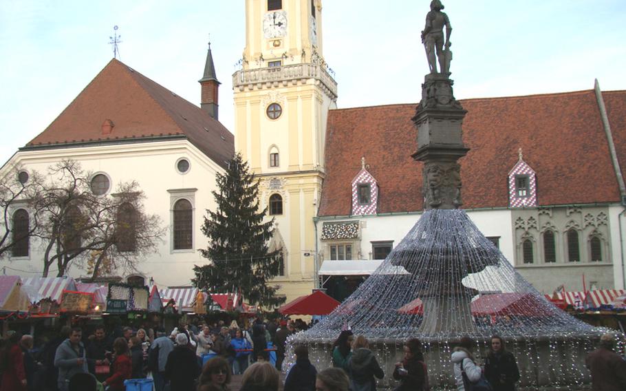 The annual Christmas market in Bratislava attracts shoppers anxious to embrace the holiday spirit. It is one of several special events that draw tourists to the town.