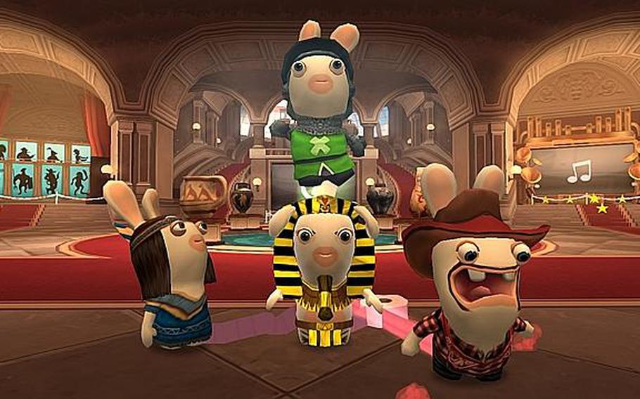 In addition to playing minigames, you can collect a wide variety of costumes in 'Raving Rabbids: Travel in Time.'