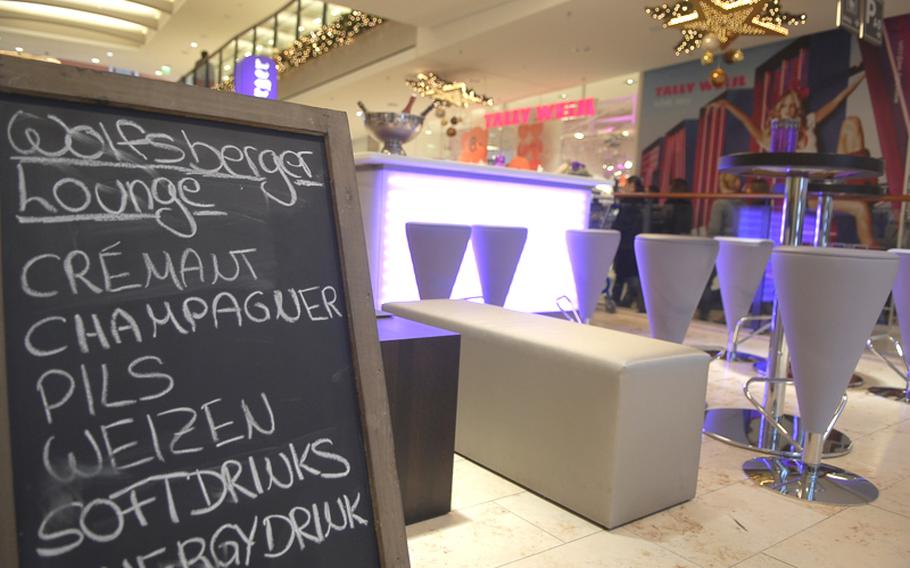 The Wofsberger Lounge in the Europa Galerie serves champagne and other beverages in an open bar with swanky stools. The mall, in Saarbr'cken, Germany, opened in October. It has 110 stores, including various cafes, a German bookstore and some unique gift stores.