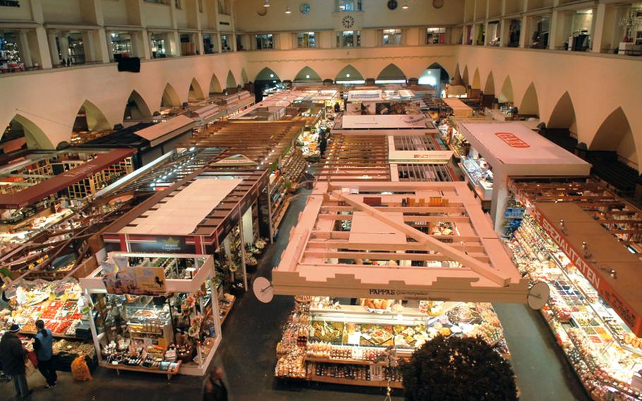 Stuttgart's Markthalle, is one of the best places in town to stock up on everything from fine cheeses and meats to exotic spices and wines. The market showcases the goods of more than 40 vendors.
