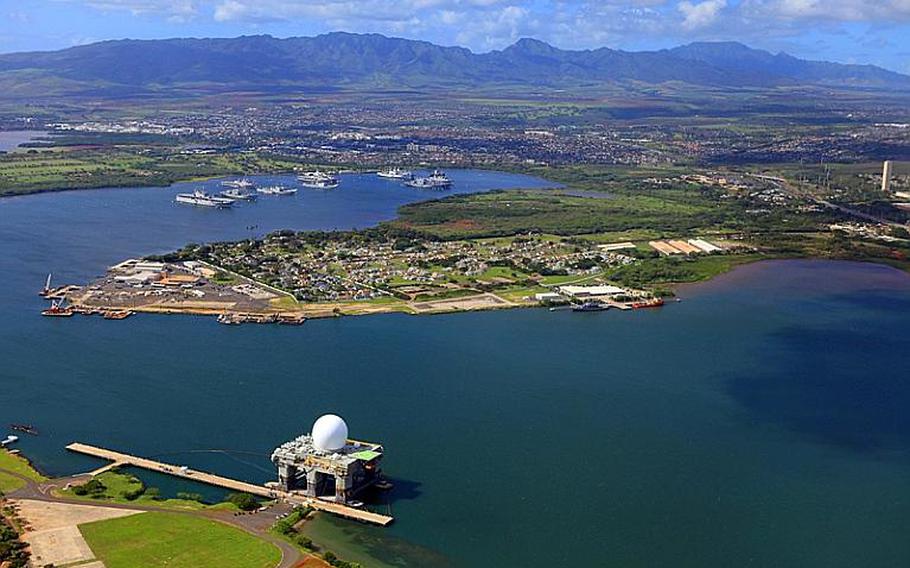 Jan. 04, 2011
 A view overlooking Pearl Harbor during my very first helicopter tour around the island of Oahu.