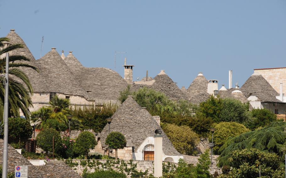 The famed trulli of Alberobello are based on a design from the 13th century, and were constructed using whitewashed limestone topped with fieldstone roofs in such a manner that mortar wasn't necessary. Found in several towns in the Apulia region, Alberobello has the greatest concentration.