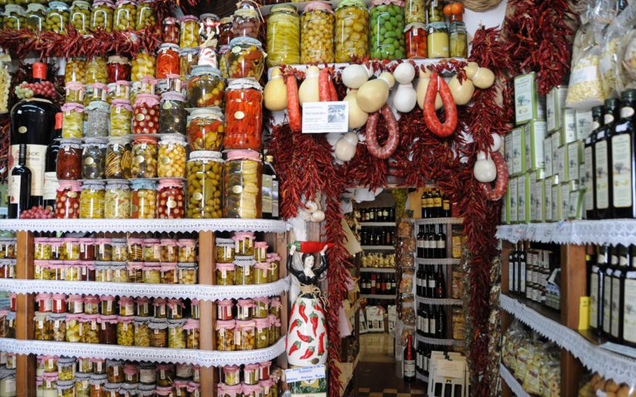 In Alberobello, this shop is the supermarket, but with its vivid and bright colors, it is decorated in such a way to lure customers and tourists alike. Beyond the trulli, specialty liquors are popular in Alberobello, such as those flavored with almond, basil and a scrumptious hot-pepper chocolate liquor.