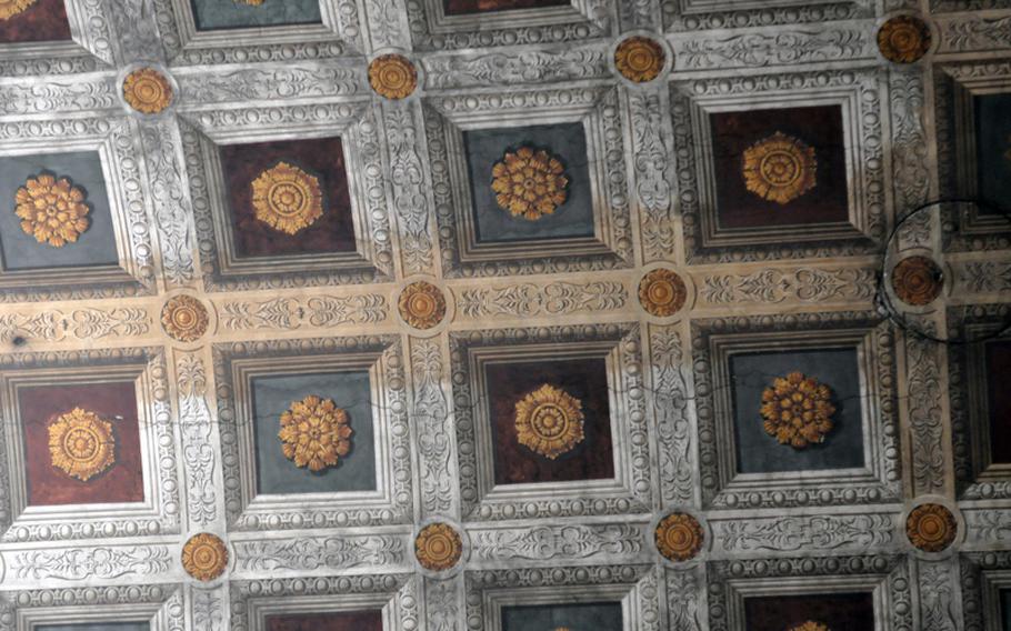 The ceiling on the basilica in Mantova, Italy, looms high over the heads of visitors. While much of the church is currently undergoing renovations -- inside and out -- it's still worth a visit.