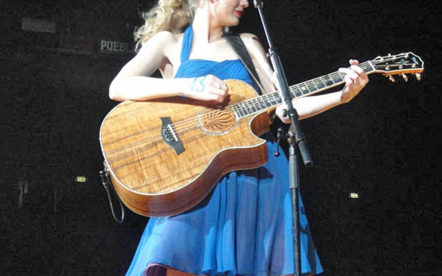 Taylor Swift performing in concert at the Mediolanum Forum in a suburb of Milan on March 15.