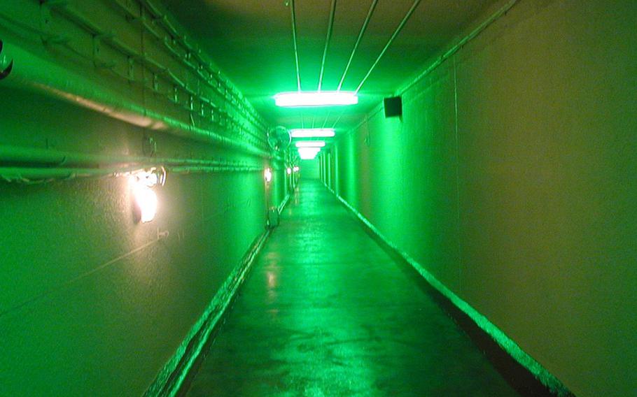 The eerily illuminated entrance tunnel to the Cold War bunker that lies 100 feet below RAF Holmpton near Hull, England, is one of the places where visitors can look for paranmormal acitivity during Museums at Night this Friday through Sunday. The tour of the bunker sells out each year.