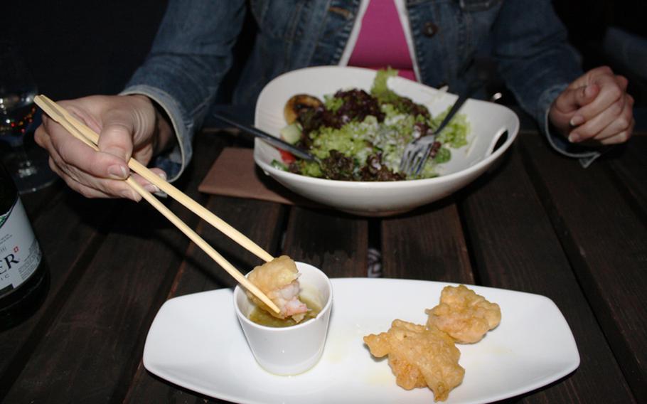 By the time my dining partner's dinner arrived, it was already dark. The salad looked good, and the tempura appetizer was tasty. Sadly, an undermanned kitchen meant a much longer wait for me. While Ciba Mato boasts a great menu, service can sometimes be slow.
