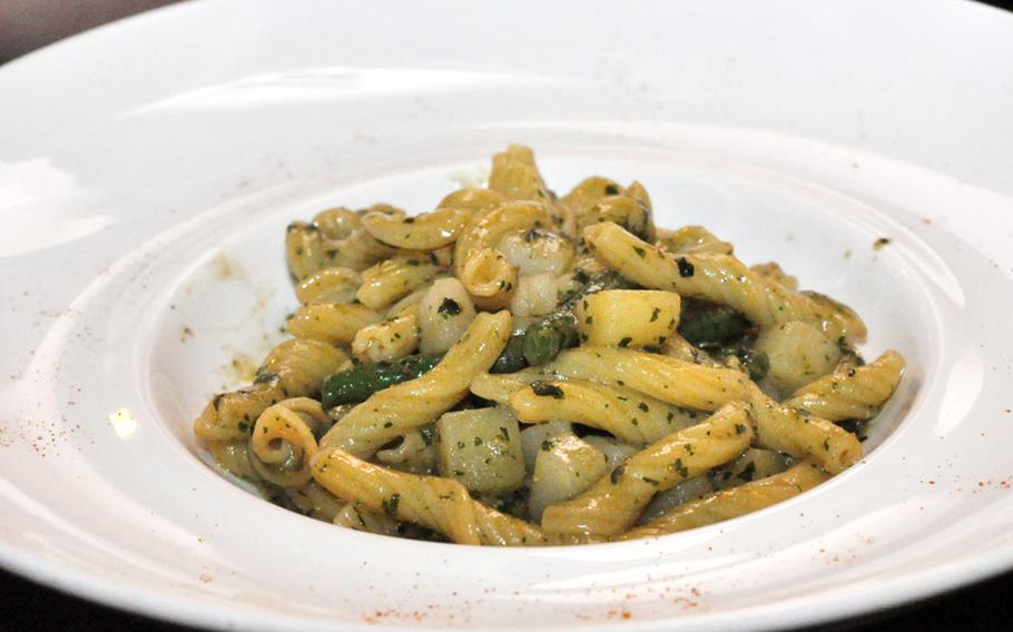 This pasta dish featured a pesto sauce that included potatoes and green beans and was a first-course choice recently at Vineria.