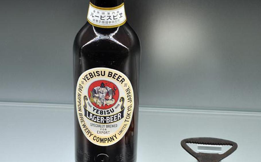 The Yebisu Beer Museum exhibits include classic bottles from their many years of brewing.