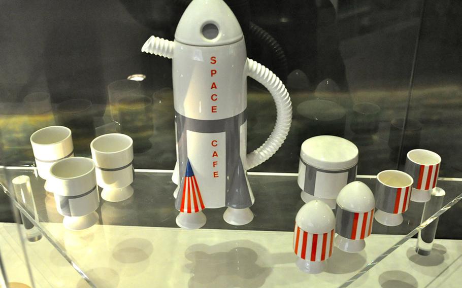 A space shuttle tea set represents Space Age exploration at the Villeroy & Boch museum in Mettlach, Germany.  The museum takes visitors through an abbreviated and somewhat oddtour of history and its influence on home decor.