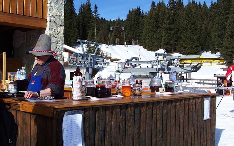 Ski right up to the bar at Rifugio La Vizza at the eastern edge of Italy's Alta Badia region. The bar is known for its fruit-based schnapps including apricot, blackberry, raspberry, blueberry, pear and fig.