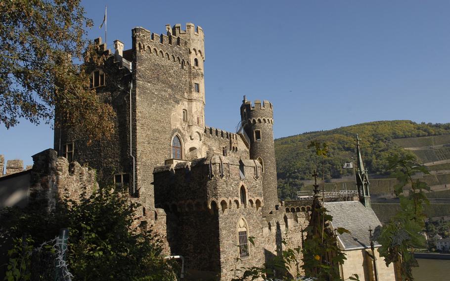 Burg Rheinstein was built in the early 10th century on a rocky hilltop above the Rhine River in Germany's picturesque Lorelei Valley. The castle is privately owned by the Hecher family and open to the public 10 months out of the year.