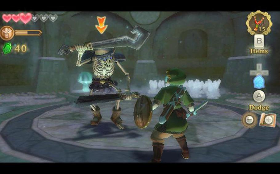 When combat gets hectic, Link’s slices can quickly devolve into a frantic waggle. Smartly, Skyward Sword punishes you when that happens. Enemies react to your attack position, and at different speeds and in different ways, many will block and adjust. 