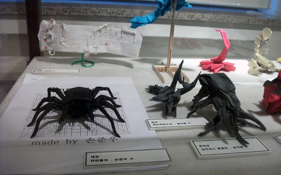 Paper art beetles and spiders were also featured at the museum in Seoul.