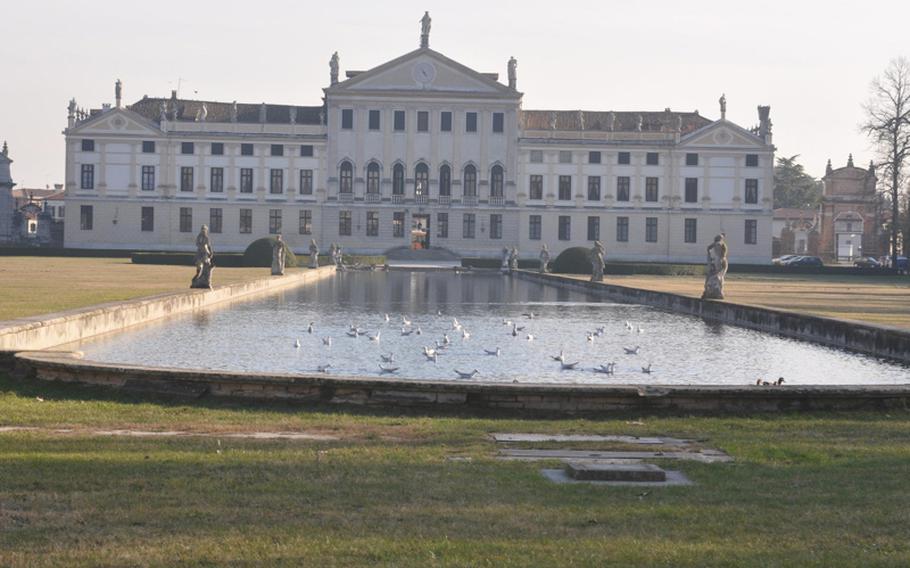 A long pond connects the main part of the Villa Pisani Nazionale with outbuildings. Visitors can wander through a series of landscaped gardens and small bits of forest while touring the site, which doesn't attract a lot of visitors in the winter.