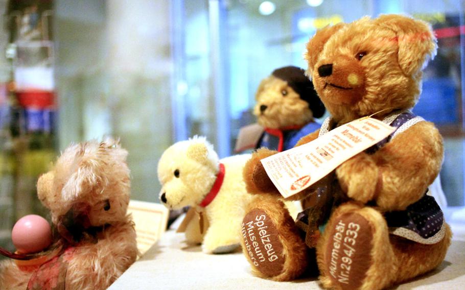 Modern teddy bears sit in the gift shop at Nuremberg's Toy Museum. Founded in 1971, the museum chronicles the rise and fall of the toy industry through displays ranging from clay figurines of the 14th century to the tin and plastic creations of the mid-20th century.