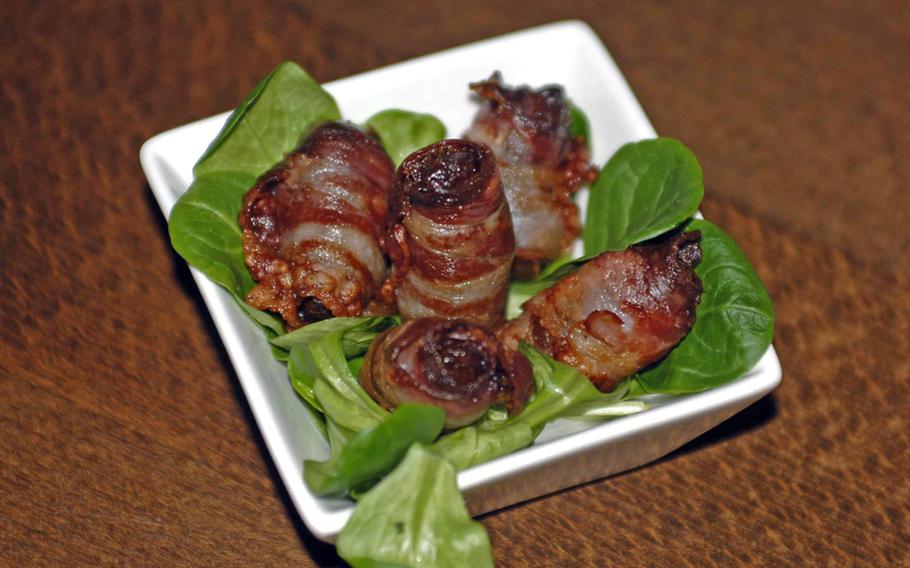 The Rosmarin im Waldeck offers a variety of tapas, such as Datiles con Tocino — dried dates wrapped with bacon and then fried.