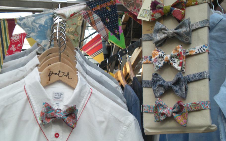 Fashions for the fashionable abound at the Old Spitalfields Market in London. These smart, eye-catching bowties are among clothing items sold by local entrepreneurs.