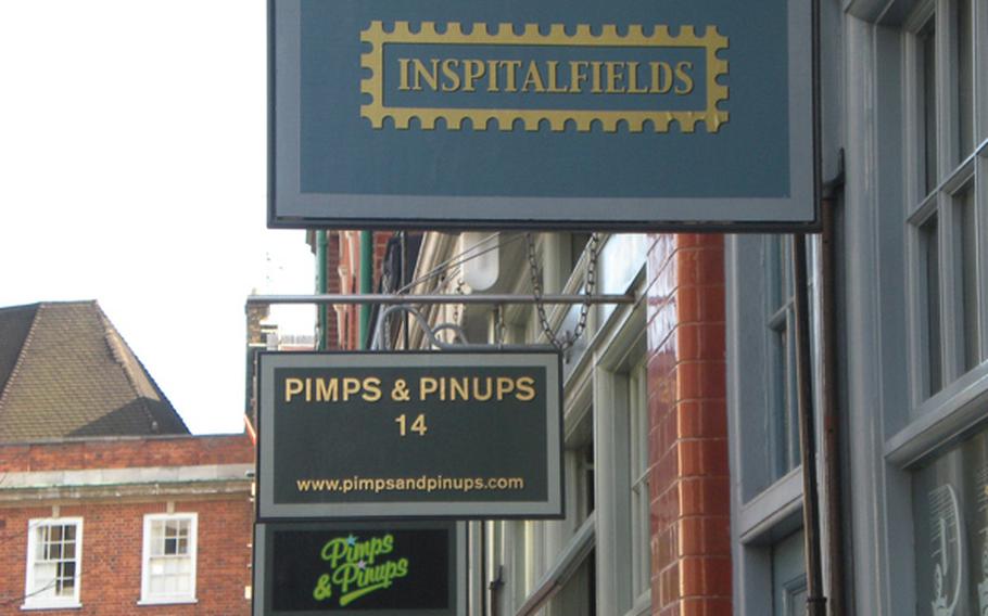 Businesses such as shoe store Dr. Martens, a hair salon (Pimps and Pin-ups) and gift shops (InSpitalfields) occupy space around London's Old Spitalfields Market.