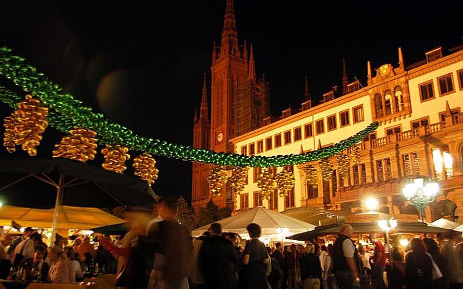 Wine.Germany
Rheingau region, Germany, Sept. 05
The center of the Rheingau Wein Woche festival is held in front of the town hall and Markt Kirche -- Market Church -- in Wiesbaden, the capital in the state of Hesse.
