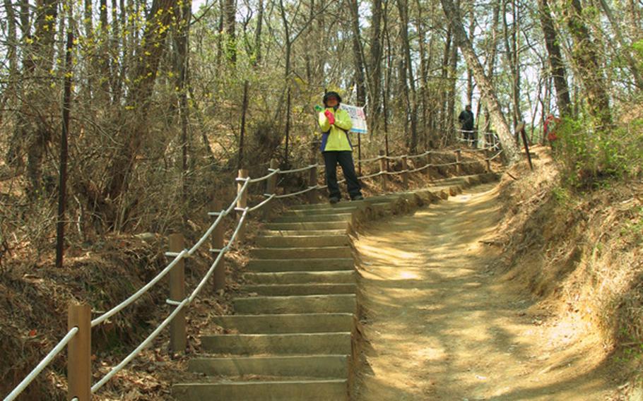 The main hiking trail at Buraksan is rated 2 stars out of five in difficulty. Buraksan Hiking Preserve in Songtan is about two miles southeast of Osan Air Base’s Main Gate. 