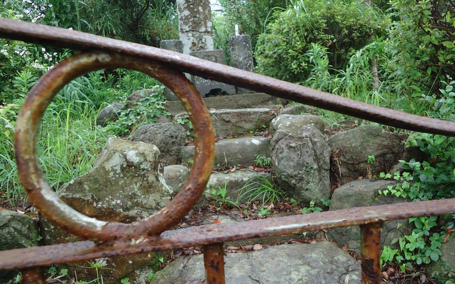A monument marks the spot where Monk Shunkan of Kyoto, who died in exile on Ioujima island, was buried.