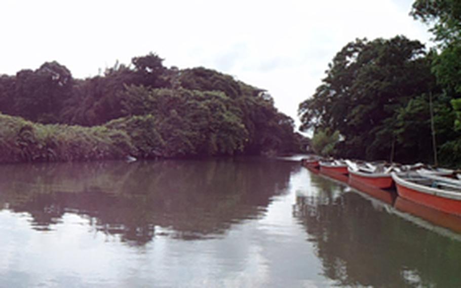 Rows of boats are available for rental on the channels of Yanagawa, a city in Fukuoka prefecture, Japan, with miles of waterways similar to the canals of Venice, Italy.